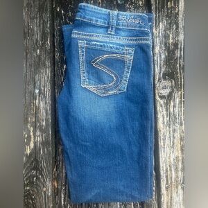 Silver Jeans Frances 18” Bootcut Thick Stitch Medium Wash Stretch Jeans 32x33 G2